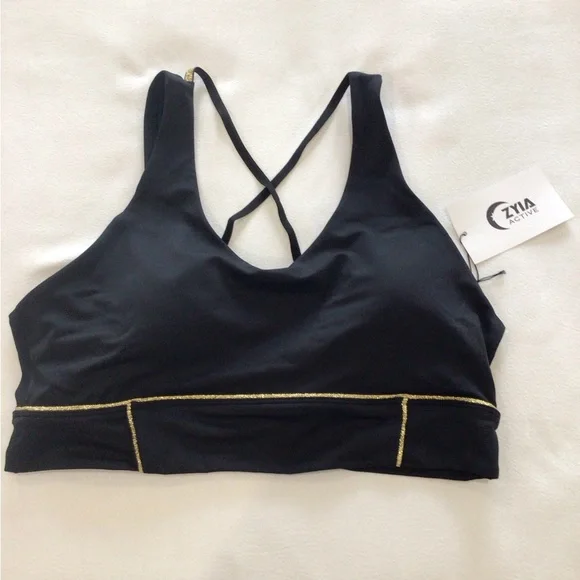 ZYIA Black and Gold Gilded Women's Bra & Leggings Set - Picture 8 of 11